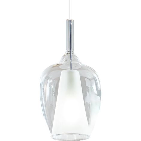 Sospensione vetro trasparente gea luce ofelia s10 e27 led lampada soffitto