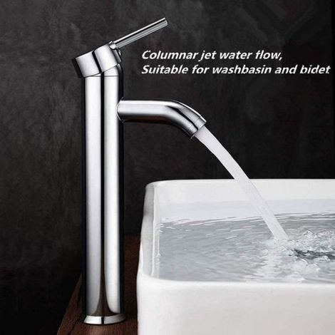 Robinet Salle de Bain Mitigeur Lavabo, Moderne Robinet Lavabo Haut, Robinet Vasque Laiton Massif, Mitigeur Monocommande Lavabo Co (1/5)