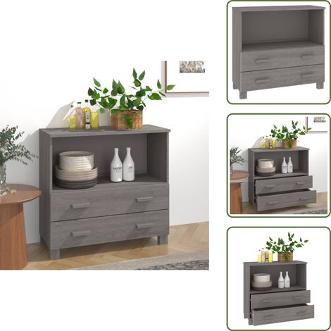 Buffet HAMAR Gris clair 85x35x80 cm Bois massif de pin - Buffet - Meuble Rangement - Commode - Armoire - Mobilier Maison