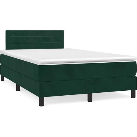 Boxspringbett mit Matratze & LED Dunkelgrün 120x190 cm Samt