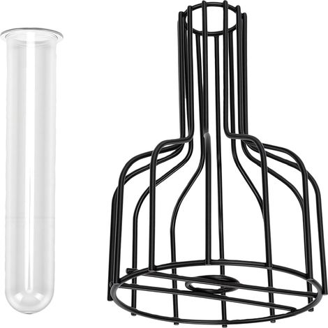 Vase en verre transparent avec armature en fer, pot décoratif en forme de tube à essai pour plantes hydroponiques, centre de table pour mariage ou décoration intérieure, noir (1/5)