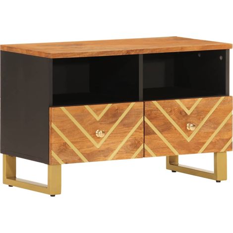 Mobile TV multimediale scaffale per televisione televisore buffet sala da pranzo soggiorno camera da letto e legno massello di mango 70 x 33,5 x 46 cm marrone 020027596