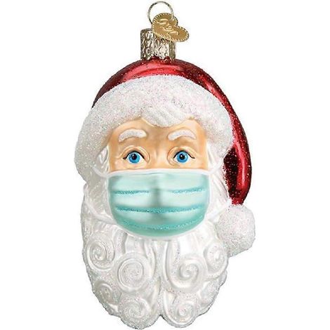 Einzigartiger Weihnachtsschmuck aus mundgeblasenem Glas, inspiriert von Weihnachtsmannmasken vergangener Zeiten, für den Weihnachtsbaum. (1/5)