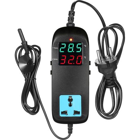 Elektronischer Thermostat, LED-Digitalanzeige, Temperaturregler mit Steckdose (1/5)