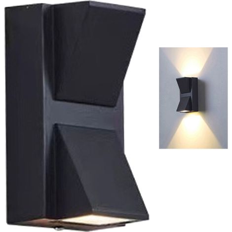 Luminaire mural extérieur double tête avec appliques haut et bas, boîtier plastique, lumière neutre 4500K, lampe de mur pour extérieur. (1/5)