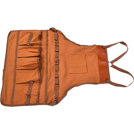Delantal de lona multiusos para hombre y mujer: bricolaje, reformas, jardinería, cocina, barbacoa. Peso: 395 g, Dimensiones: 65 cm, Color: Gris, 1 pieza. (1/5)