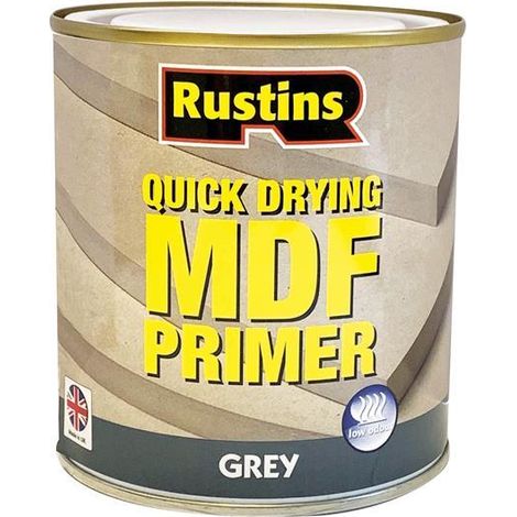 Rustins Quick Drying MDF Primer in Grey – 500ml, Fast-Drying, Suitable for Wood and Furniture Projects