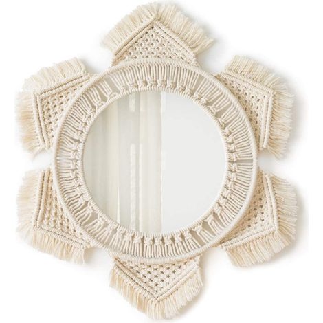 1 Miroir rond, franges macramé, décoration murale bohème, salon chambre entrée (1/5)