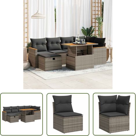 vidaXL Salon de jardin 8 pcs avec coussins gris résine tressée (1/5)