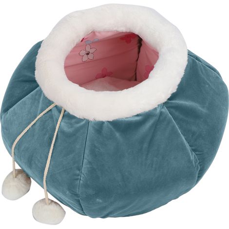 Lit pliable en forme de panier pour poissons, chaud et doux, accessoire de repos amusant pour animaux de compagnie (bleu) (1/5)