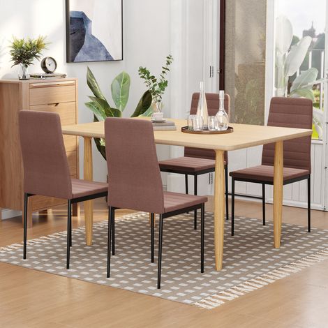 Set aus 4 gepolsterten Stühlen für Wohn- oder Esszimmer, moderne Küchenstühle, aus Metall und khakifarbenem Stoff