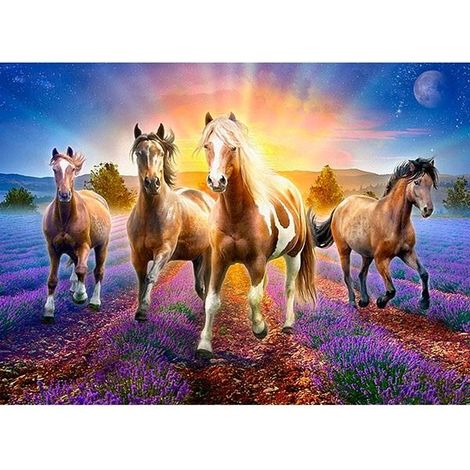 Mosaico de diamantes 5D - Caballos 40x30cm