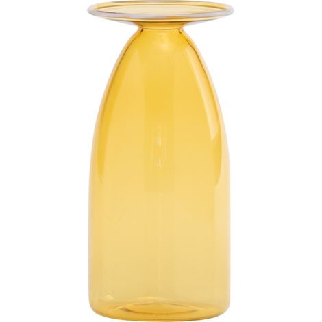 Vaso artigianale Un Fiore 120 in vetro borosilicato soffiato a bocca giallo oro, elemento di design decorativo per interni di alta qualità 120cl