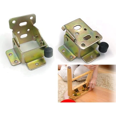 (1 Pair)90 Degree Self-Locking Folding Table Leg Extender, Folding Shelf Bracket, Telescopic Hidden Shelf Bracket for Desk, Bed, Hinges (M1-an ya) (1/5)