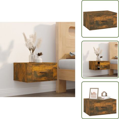 Comodino in legno multistrato - vidaXL Comodino a Muro Rovere Fumo 50x36x25 cm - Comodino in legno fumo