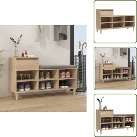 The Living Store Schuhregal Sonoma-Eiche 102x36x60 cm Holzwerkstoff - Schuhregal Sonoma-Eiche (1/5)