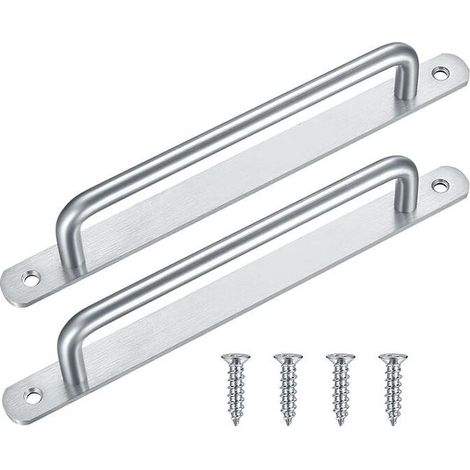 Lot de 2 poignées de porte coulissante en acier inoxydable pour salle de bain, cuisine, placard, garage, abri de jardin, grange (224 mm) (1/4)