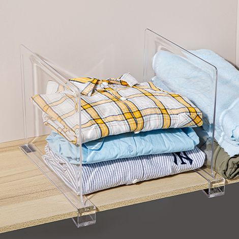 Séparateurs de tiroir 6pcs Transparent PS Sans perçage Séparateur de rangement pour penderie sans perçage (1/5)