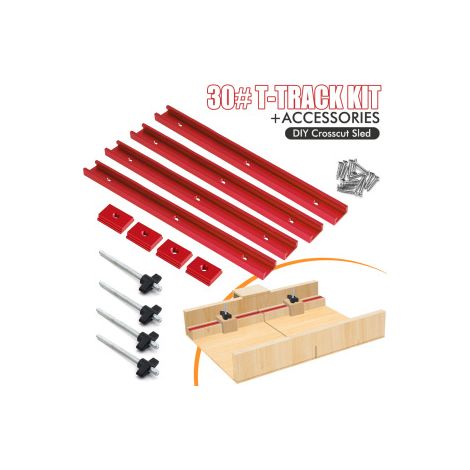Kit de rainure en T T30 avec glissières – Accessoire pour établi DIY – Permet de fixer facilement des butées et serre‑joints (1/4)