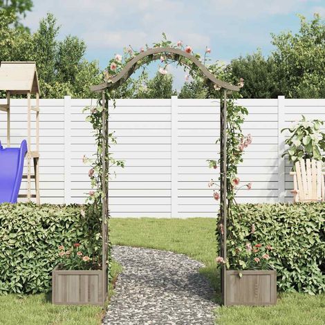 Tonnelle Barnum de Jardin, Pavillon, Pergola, Tente de jardin, avec jardinière Gris Bois pin massif OIB4567E (1/5)