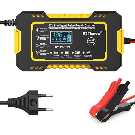 Chargeur de Batterie Intelligent 12V 6A, Chargeur Batterie Mainteneur et Automatique Réparation Fonction pour Voiture Moto Camion (1/5)
