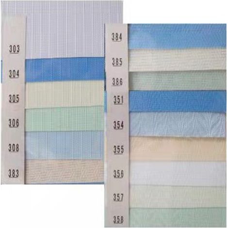 Vertikaljalousie aus halbverdunkelndem Polyester, 82,5 Zoll breiter Stoffbezug, höhenverstellbar. (1/5)