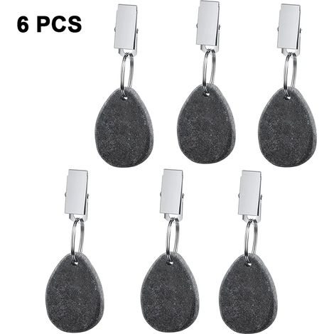 Poids de nappe, lot de 6, poids de nappe en marbre avec pinces, ensemble de poids de nappe pour la famille, les fêtes, le camping, les mariages, le jardin, les pique-niques (gris) (1/5)