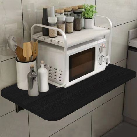 Tavolo Salvaspazio da Muro a Ribalta 80x60 cm in MDF Nero (1/4)