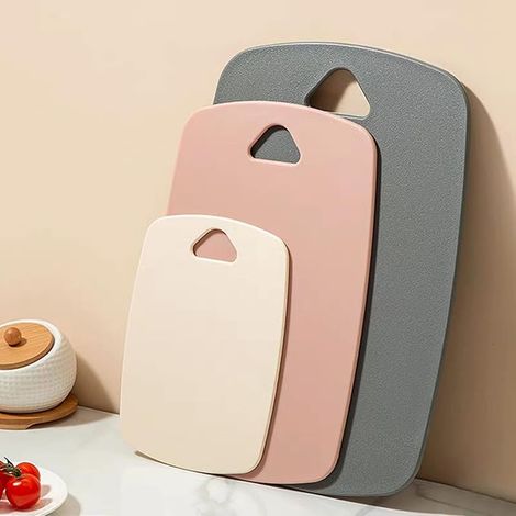 Schneidbrett für Küche, Kunststoff Schneidbrett Set von 3, dicke Schneidbrett für Fleisch, Gemüse, Obst, mit einfachem Griff, Geschirrspüler Safe (Pink, 3 Stück)
