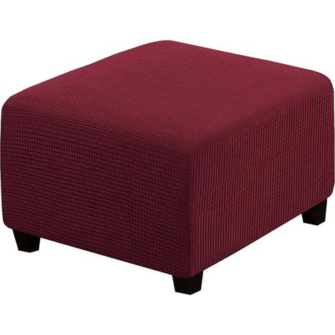 Housse de protection, repose-pieds élastique housse lavable carré canapé repose-pieds housse de protection de meubles (vin rouge) (1/5)
