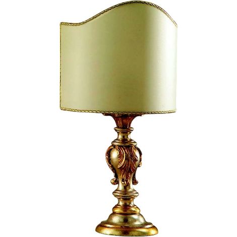 Lumetto In Legno Classico Argento Mecca Con Paralume 1 Luce Piviero