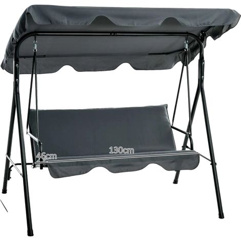 Columpio de porche, soporta 3 personas, asientos cómodos, GRIS (1/2)
