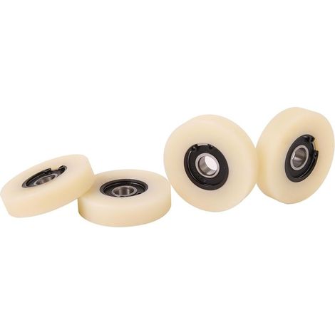 Lot de 4 Roues Nylon 50mm Diamètre 12mm Largeur Alésage 10mm Pour Portail Coulissant (1/4)