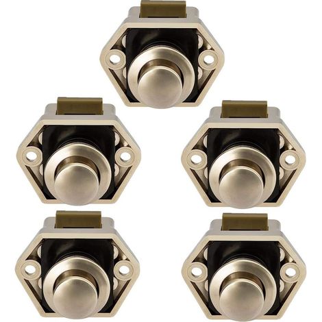 Lot de 5 Bouton Poussoir Loquet pour Camping-Car - Fermeture Porte Placard RV Caravane (1/3)