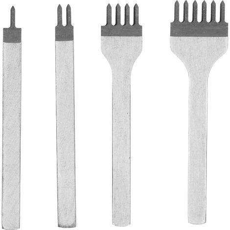 Ensemble de ciseaux de couture de laçage en diamant, Kits d'artisanat cuir bricolage, poinçonnage HSS, ciseau à dents d'estampage, espacement de 6mm (1/5)