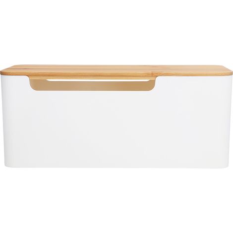 Boîte de Rangement pour Câbles avec Prise et Couvercle - Organisateur de Fils Élégant pour Bureau (1/5)