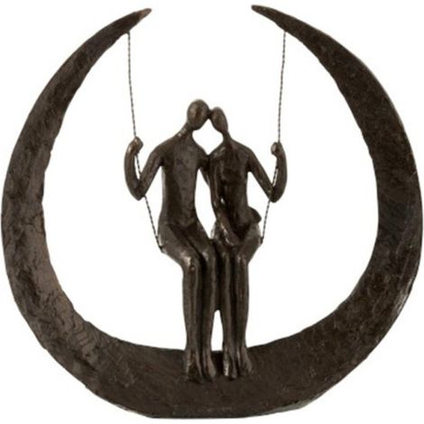 Statuette Déco "Couple Balançoire" 30cm Marron