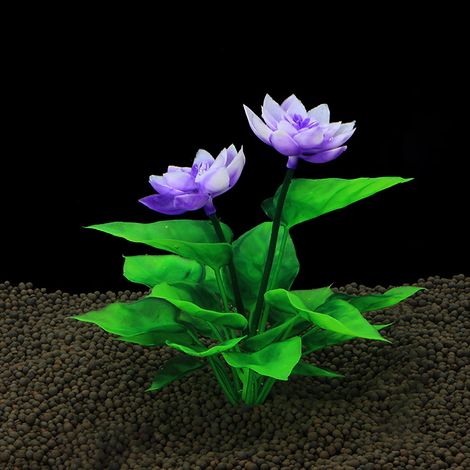 Fleur Lotus Artificielle - Plante Aquarium Décor - Hauteur 15 cm - Pour Eau Douce et Eau Salée - 1 Pièce (1/3)