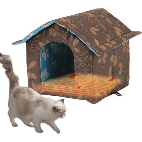 Niche pour Chat Chien Chauffante - Coussin Auto-chauffant Imperméable - Maison Pliable Intérieur/Extérieur - Pour Hiver et Animaux (1/5)