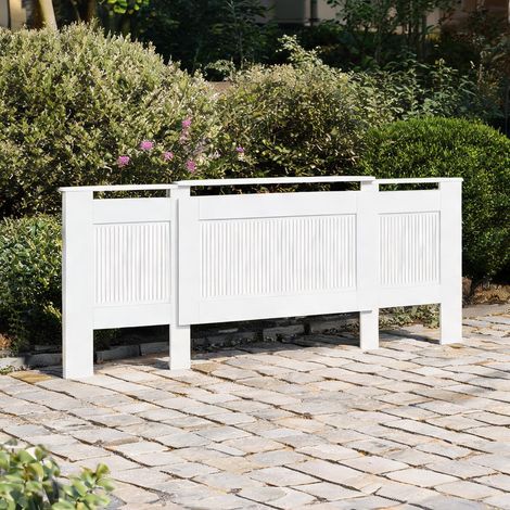 Cache-radiateur extensible avec étagère 125-201 cm blanc (1/5)