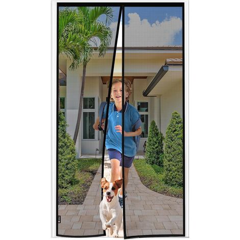 Moustiquaire de porte sans perçage, 75 x 210 cm, protection contre les insectes, aimants puissants, tête de porte élargie 3,8 cm, moustiquaire magnétique, pour porte de balcon, de terrasse, de cave (1/5)