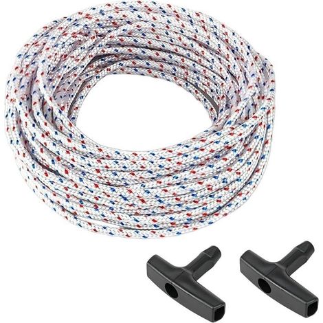 Corde de Démarrage 10m 3,5mm Poignées pour Corde de Démarrage(4mm) Nylon pour tressé 16 brins, résistance 750lbs, pour idéal , coupe-bordure, scie à chaîne (1/5)