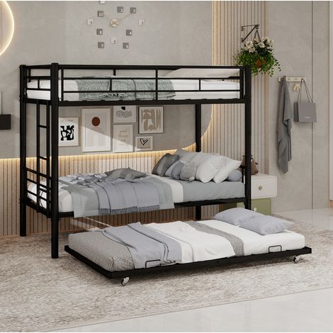 Bett Schlafbett platzsparend 90x190 Metall Schwarz OKMYHOME (1/5)