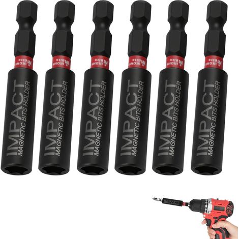 6PCS Porte-Embouts Magnétique Résistant Aux Impacts,Embout Magnetique Visseuse,Tige Hexagonale 1/4 Pouce,Porte Embout Visseuse Aimanté,Embout Visseuse Placo,Acier Traité Thermiquement (1/5)