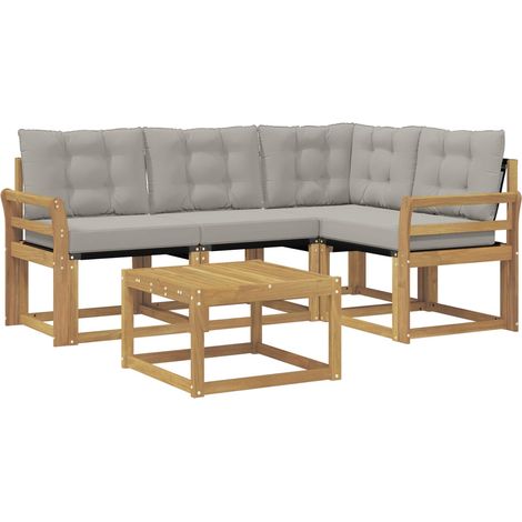 Outdoor Sofa Set with Cushion 5 pcs White and Light Grey vidaXL