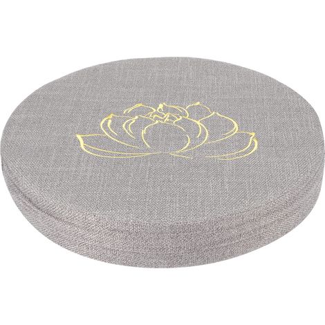 Coussin de yoga rond en lin brodé, épais et rembourré, tapis de sol pour balcon et maison, gris 1