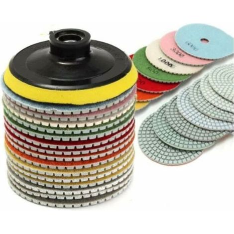 Lot de 16 disques de polissage diamantés 100mm – Humides et secs pour granit, marbre, béton – Haute résistance à l'usure - 16pcs (1/5)