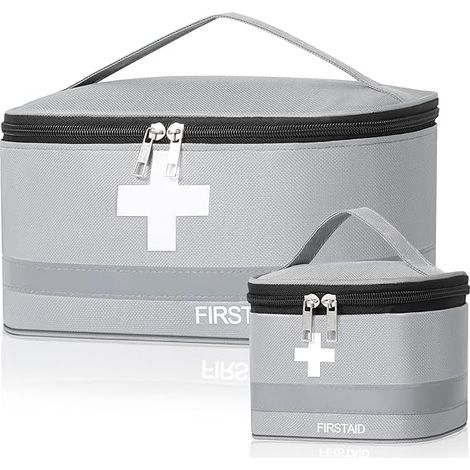 2 Pièces Trousse de Secours Vide, Grandes & Petites Trousse Pharmacie Voyage, Étanche Sac de Médecine Portable, Boite Medicaments Rangement, pour Outdoor, Maison, Voyages (1/5)