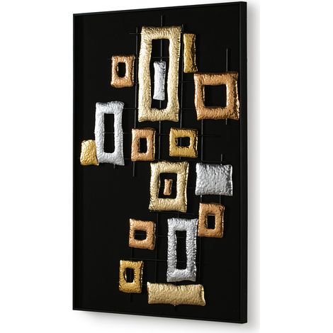 Skulptur 80x4x120 Schwarzes Holz / mehrfarbige Metall -Promotionen / vertikale Dekoration für alle Stile, um zu Hause eine Note zu verleihen (1/2)
