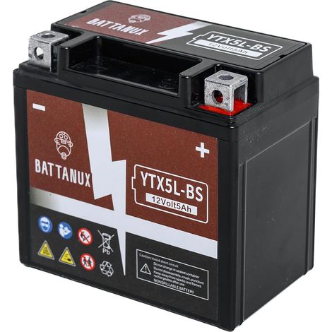 YTX5L-BS Batterie Moto 12V 5Ah AGM – Haute Capacité, Sans Entretien, Anti-Fuite, Prête à l’Emploi pour Moto, ATV (1/5)